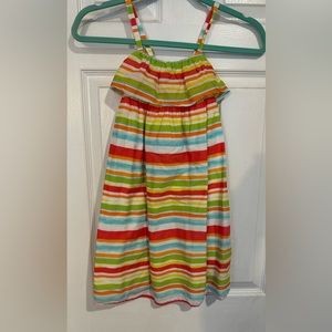 VGUC Girls Lands’ End Striped Pink/Orange/Yellow Dress Size7